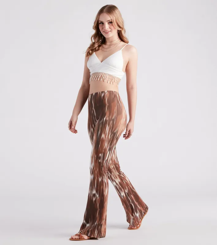 Eye-Catching Allure Printed Flare Pants sold by Windsor