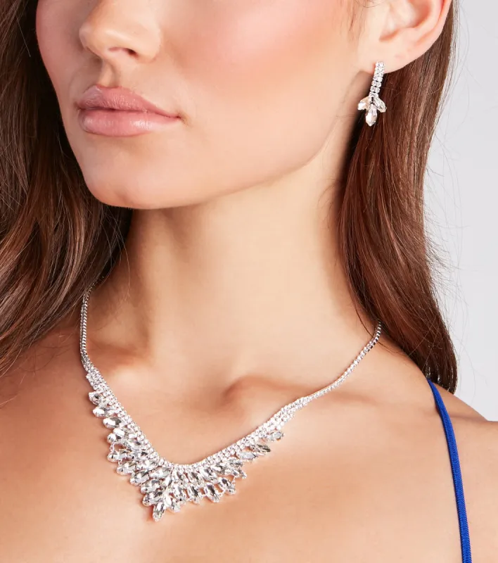 Forever Luxe Rhinestone Necklace And Earrings Set sold by Windsor