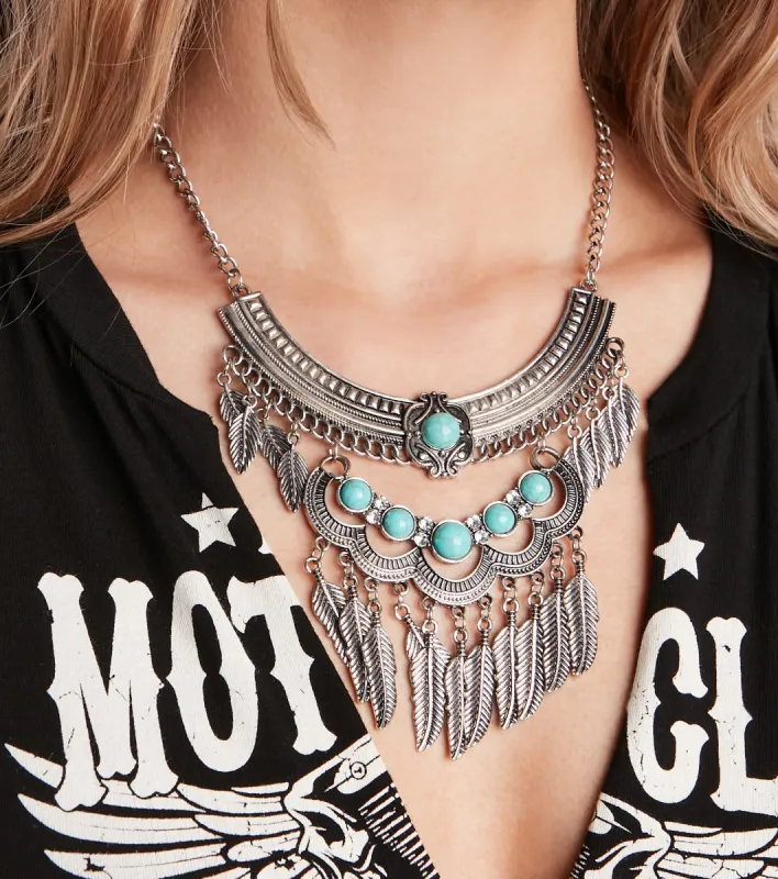 Dreamy Bohemian Vibes Turquoise Statement Necklace sold by Windsor