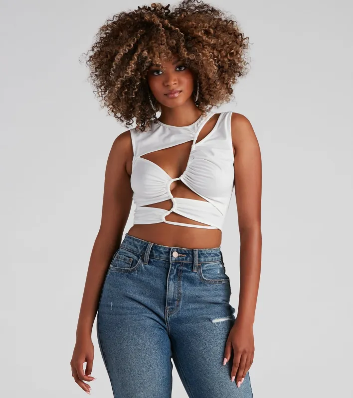 Edgy Love Cutout Crop Top sold by Windsor