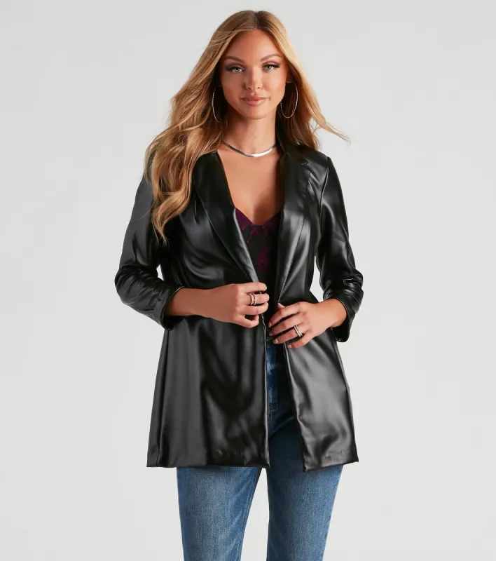 Elevated Sleek Faux Leather Blazer sold by Windsor