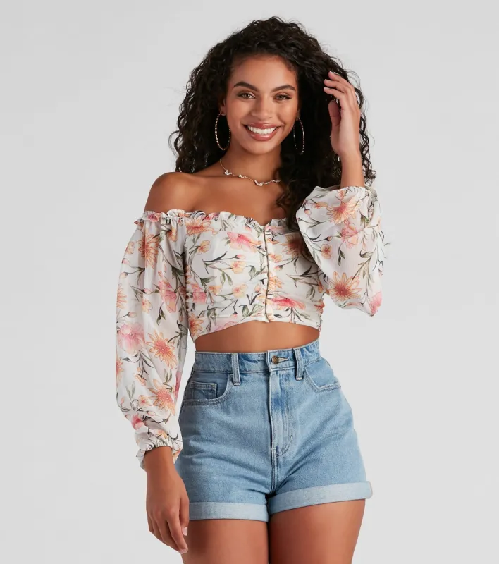Floral Story Chiffon Corset Top sold by Windsor