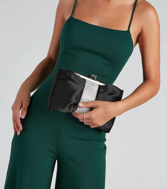 Chic Glam Satin Bow Clutch sold by Windsor