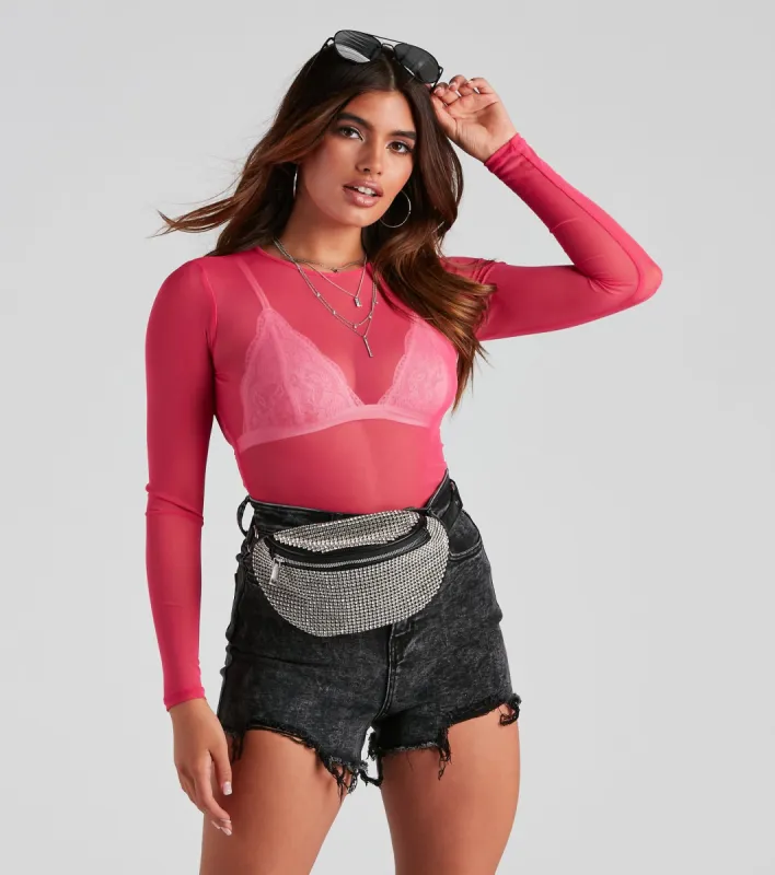 Mesh It Up Long Sleeve Crop Top sold by Windsor