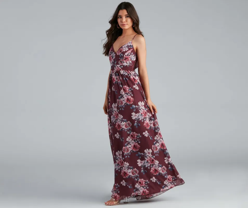Floral Fantasy Open Back Maxi Dress sold by Windsor