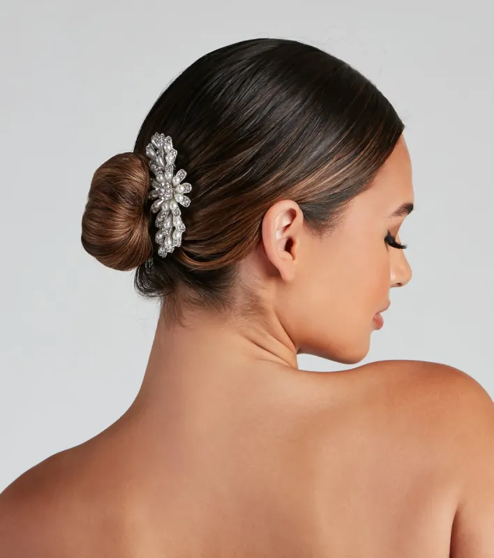 Pearl Luxe Rhinestone Hair Comb sold by Windsor