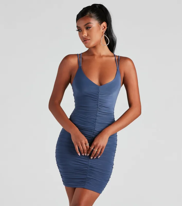 Alluring Ruched Bodycon Mini Dress sold by Windsor