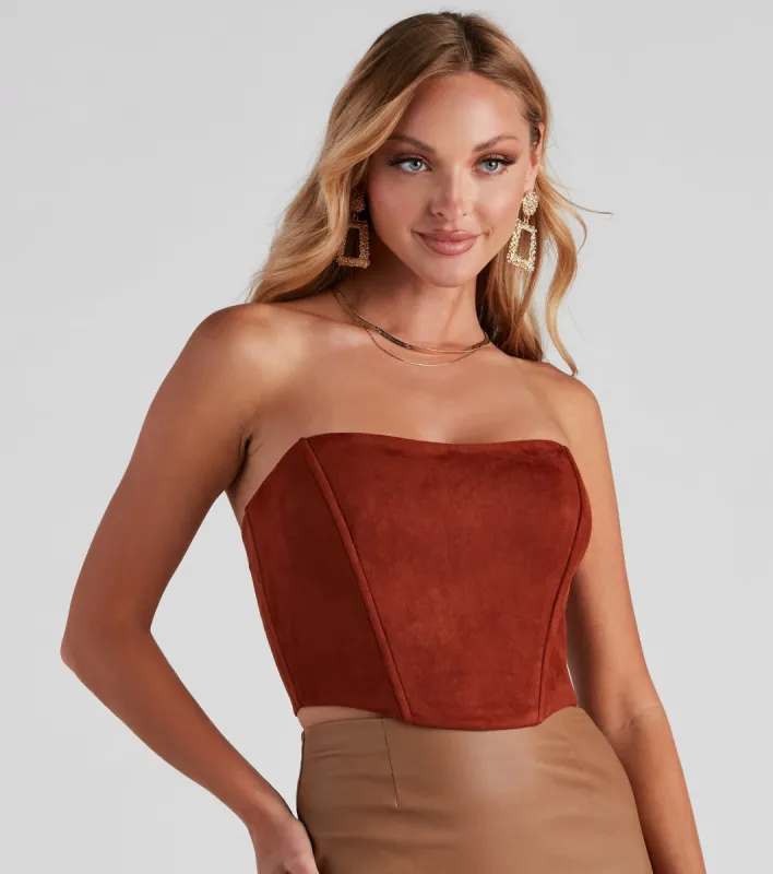 Honey, I'm Home Faux Suede Bustier sold by Windsor