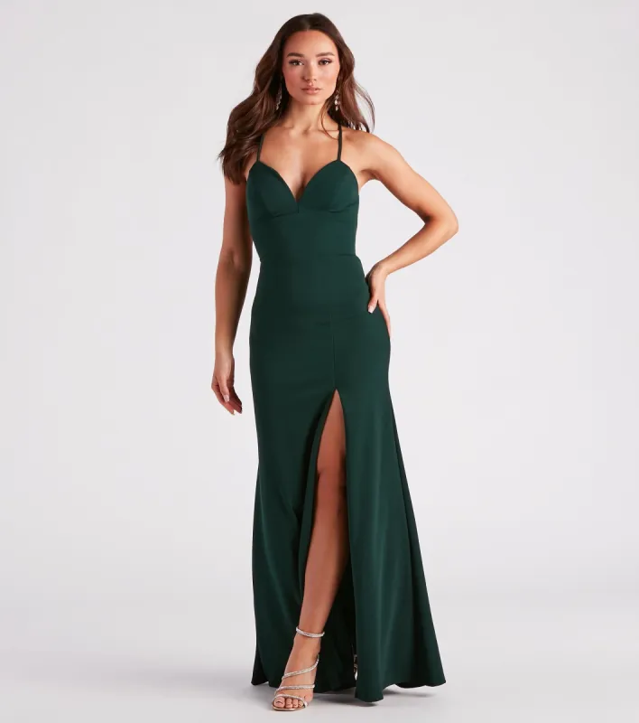 Aaliyah Formal Crepe Lace-Up Mermaid Dress sold by Windsor