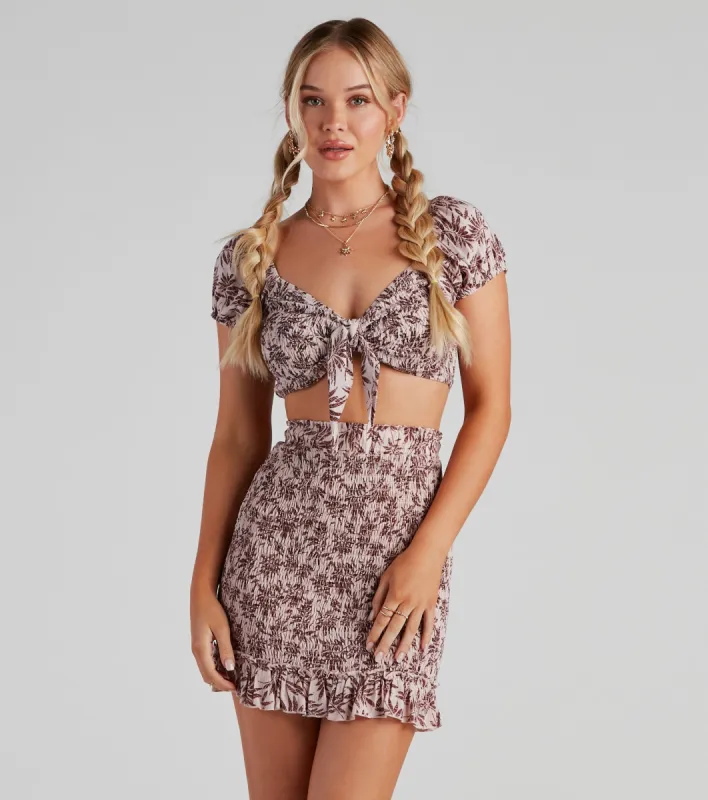Cali Palms Cap Sleeve Tie-Front Top sold by Windsor