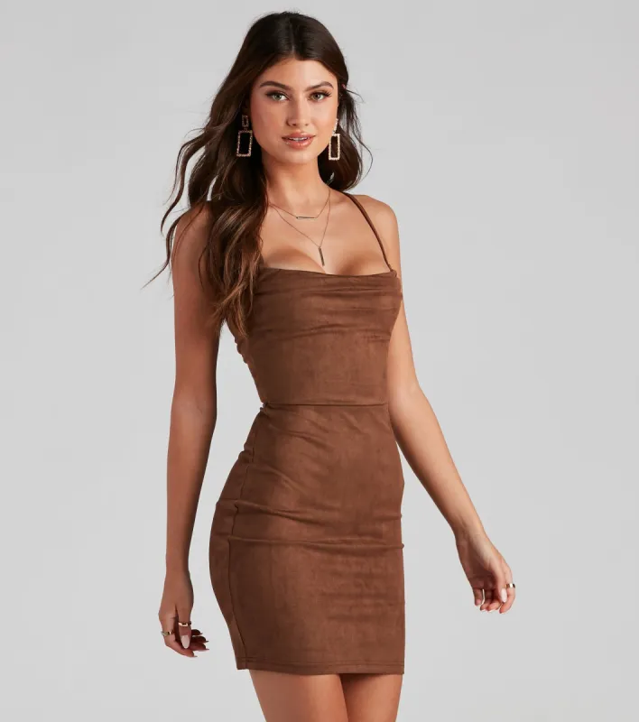 Chic Babe Faux Suede Mini Dress sold by Windsor