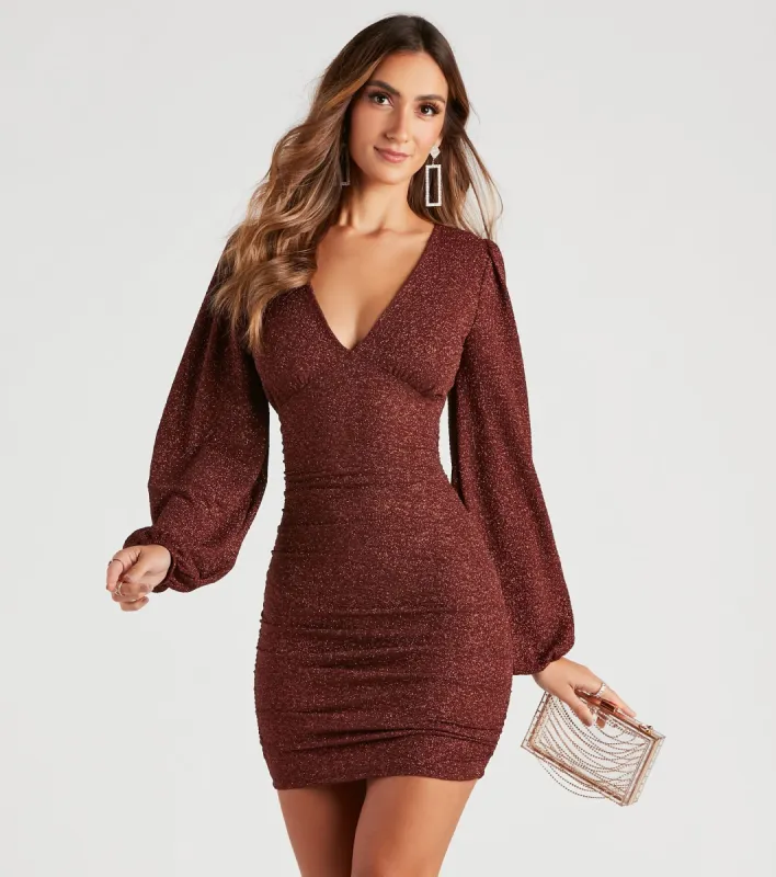 Get Glitzy Glitter Knit Bodycon Mini Dress sold by Windsor