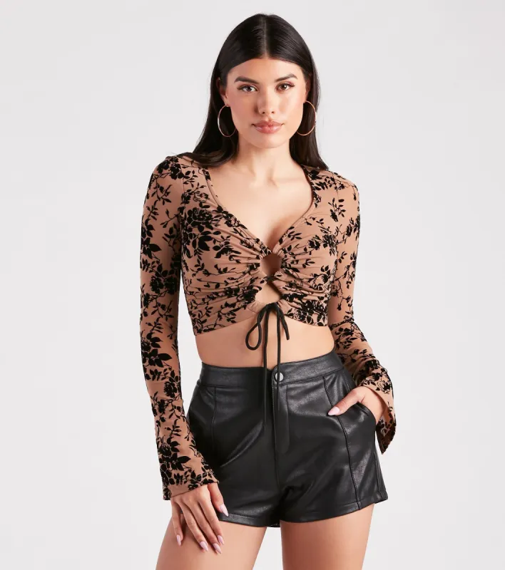 Fancy Me Velvet Burnout Crop Top sold by Windsor