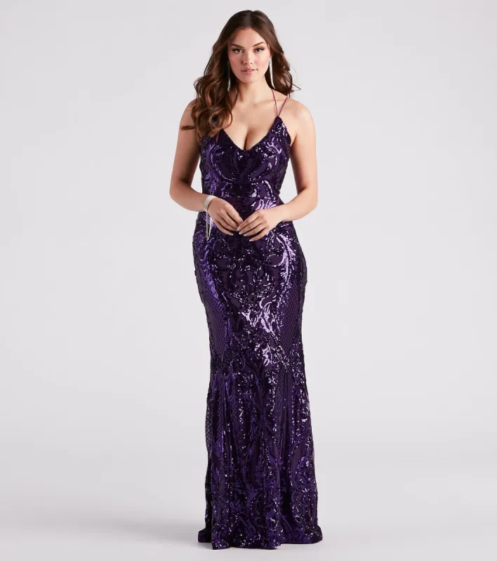 Tabetha Formal Sequin Strappy Mermaid Dress sold by Windsor