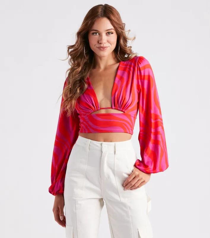 Vacay Vibes Swirl Print Crop Top sold by Windsor