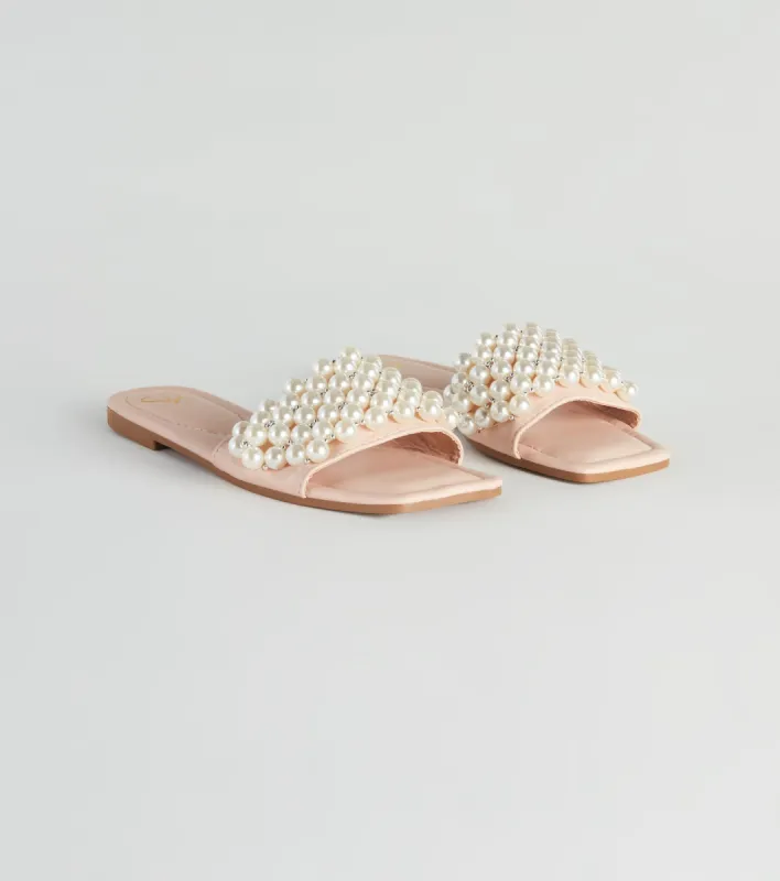 Hidden Treasure Faux Pearl Slide Sandals sold by Windsor