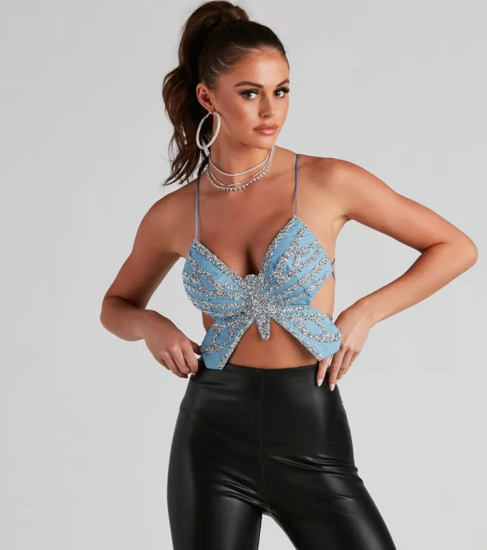 Glam Icon Butterfly Crop Top sold by Windsor