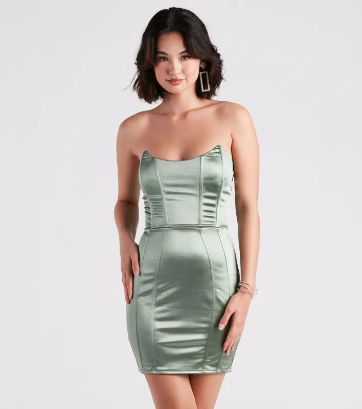 Smooth Talks Satin Bustier Dress sold by Windsor