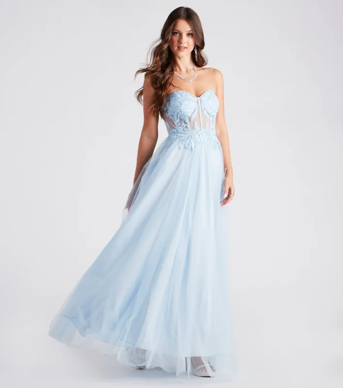PLACEHOLDER - Alora Rhinestone Embroidered Tulle Ball Gown sold by Windsor