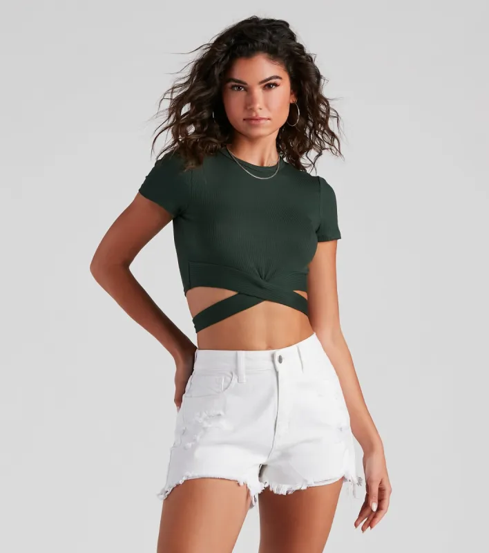 That's A Wrap Crew Neck Crop Tee sold by Windsor