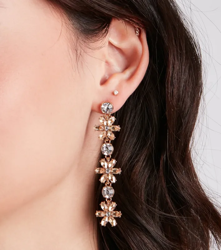 Ethereal Moment Flower Rhinestone Earrings sold by Windsor