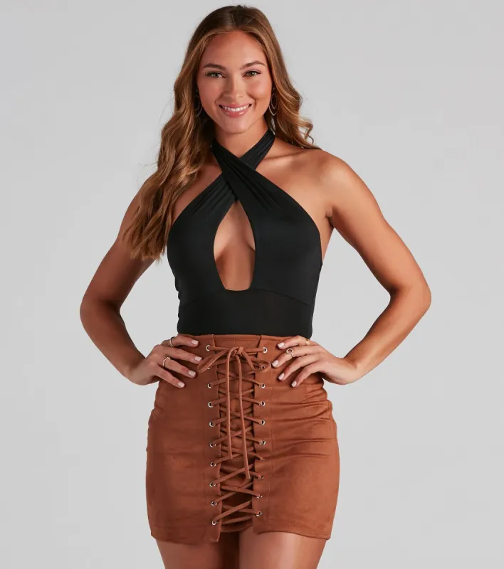 A Total Vibe Halter Bodysuit sold by Windsor