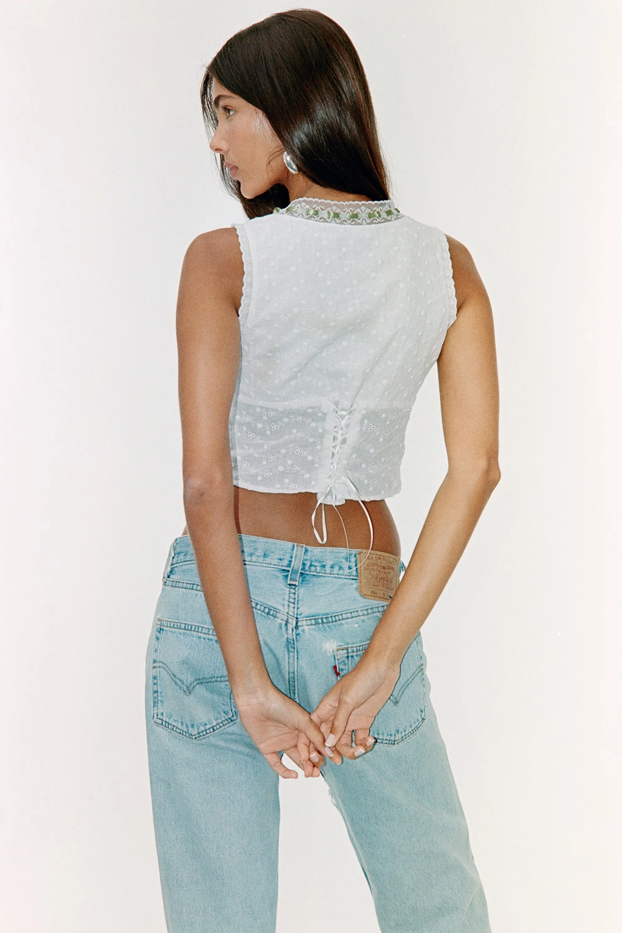 Adeline Top | White/Green sold by With Jean product image thumbnail 5