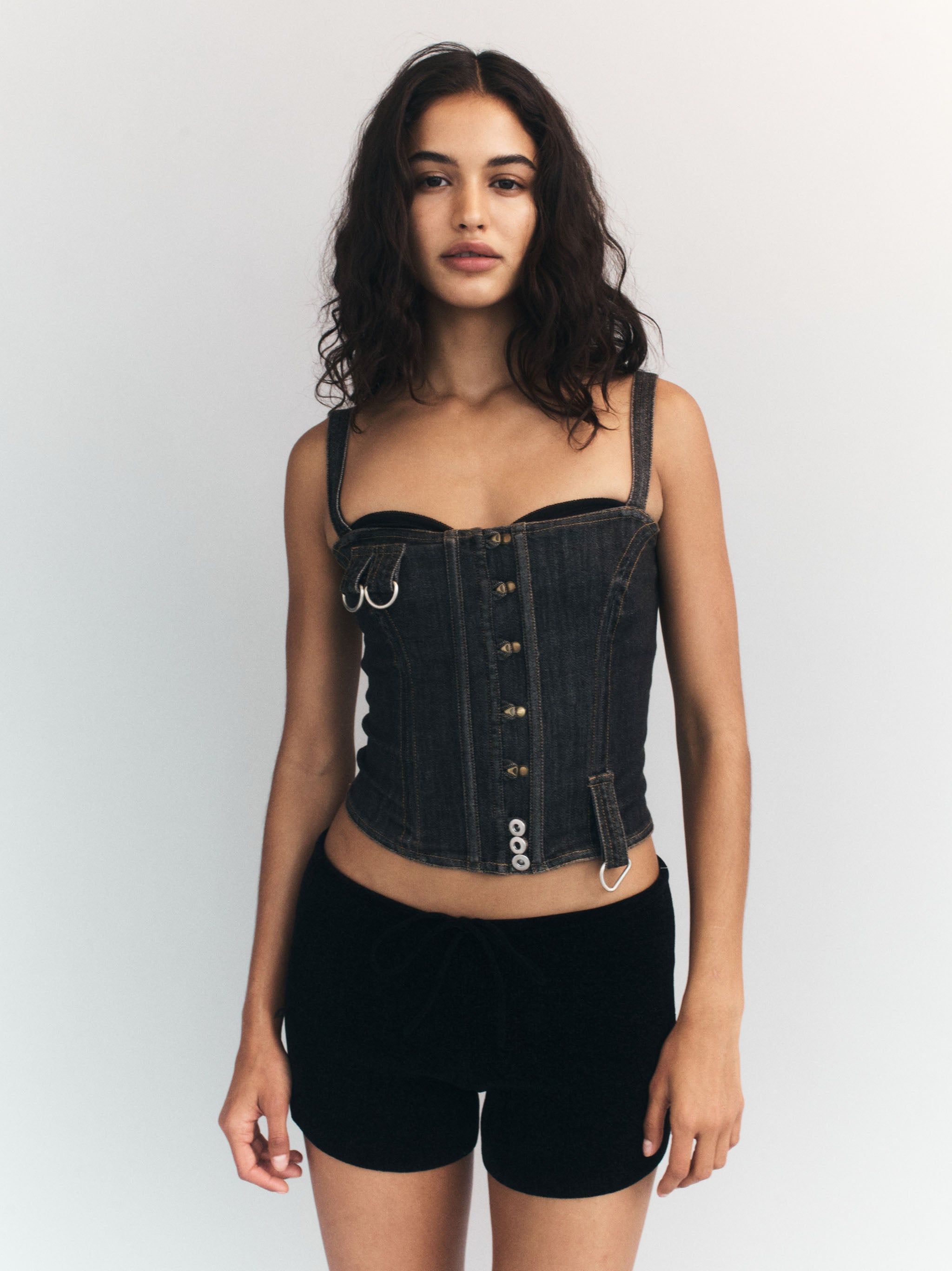 Romy Corset Top | Washed Black | Parallel