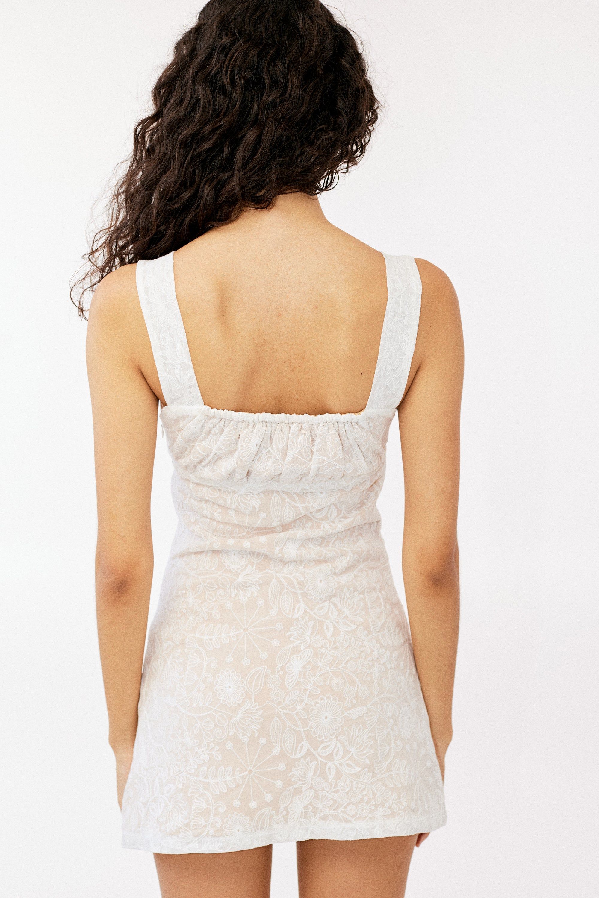 chinese dress ladies Cher Organza Lace Satin Skater in White – Mint Ooak main image 0
