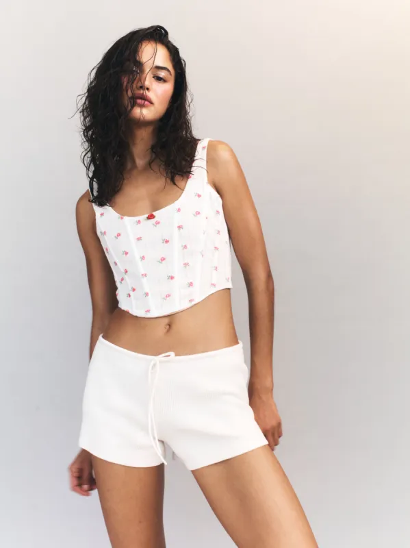 Cindy Corset | Red Pointelle sold by With Jean