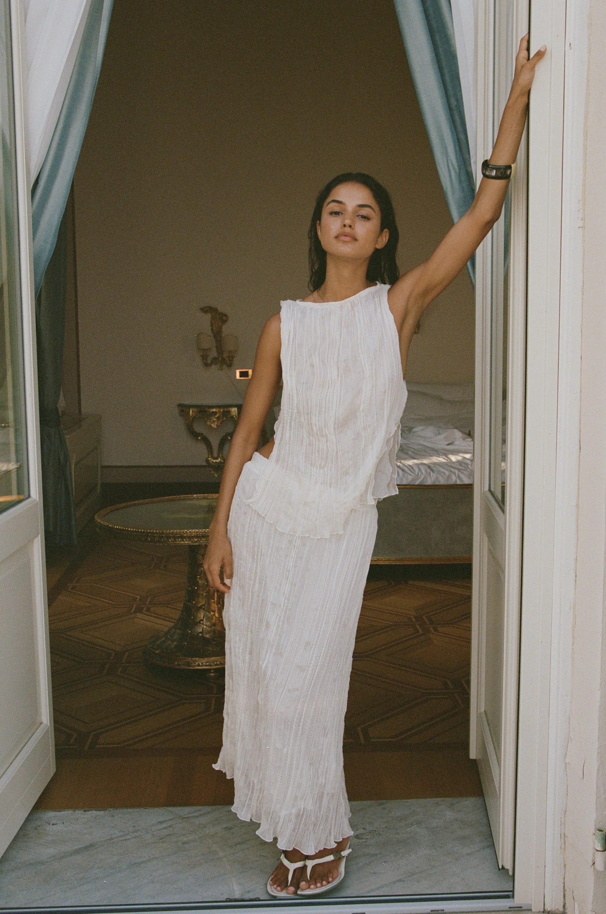 Kea Midi Skirt | Cream sold by With Jean