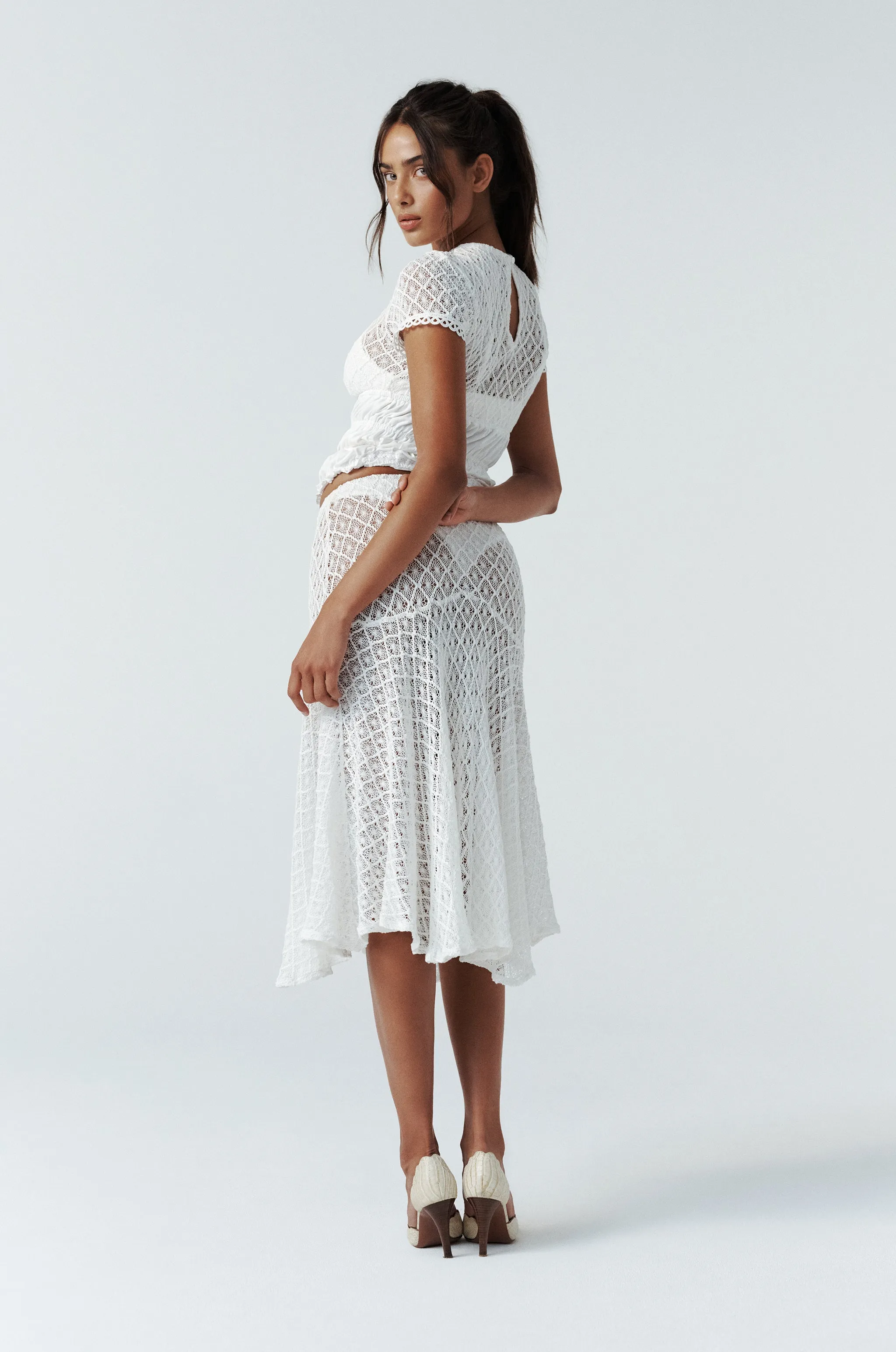 Faye Midi Skirt | White sold by With Jean product image thumbnail 4