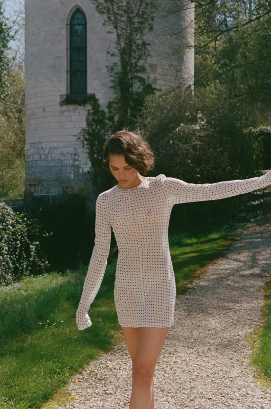 Kenny Dress | White Polka Dot sold by With Jean