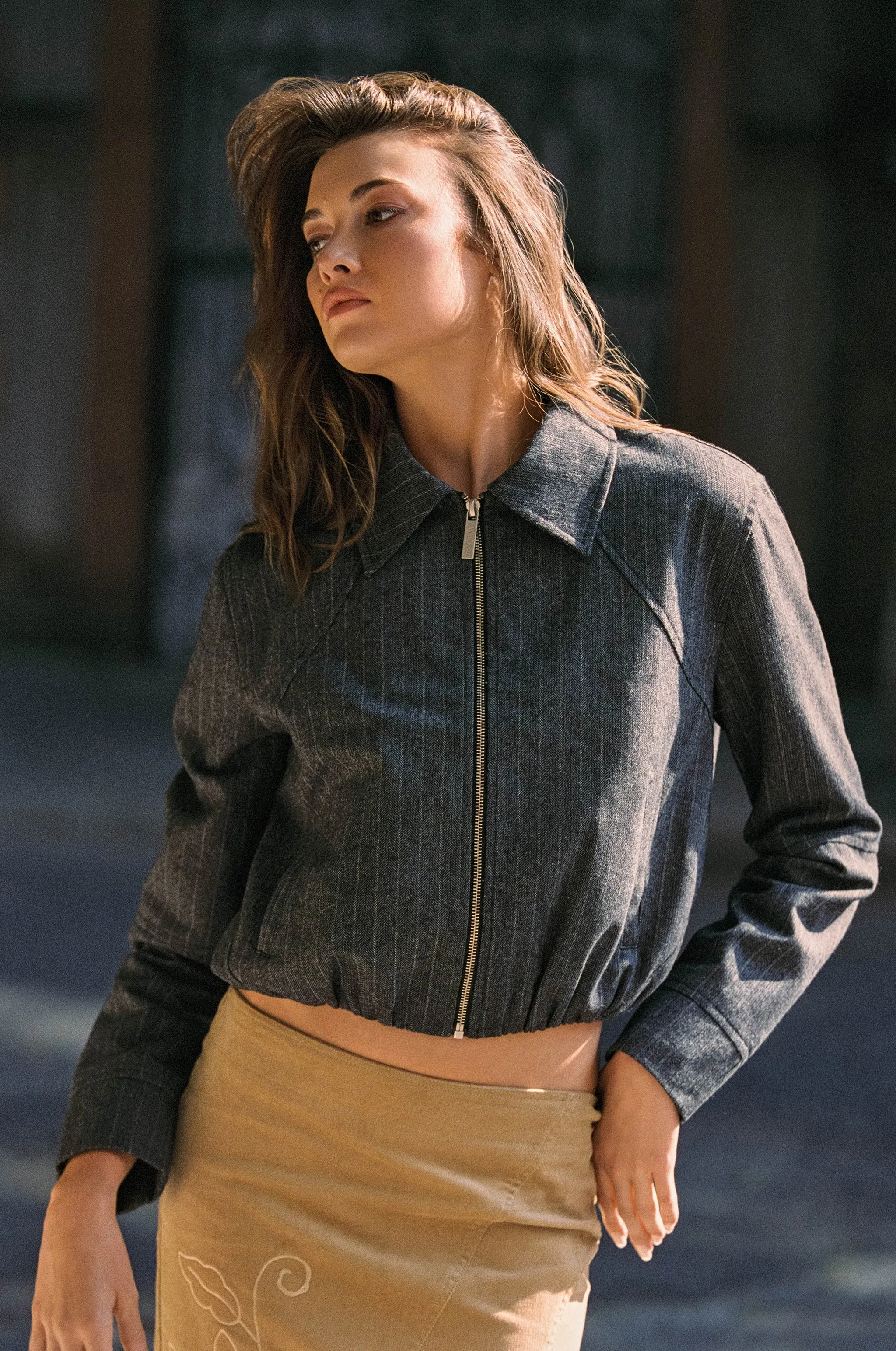 Logan Jacket | Pinstripe sold by With Jean