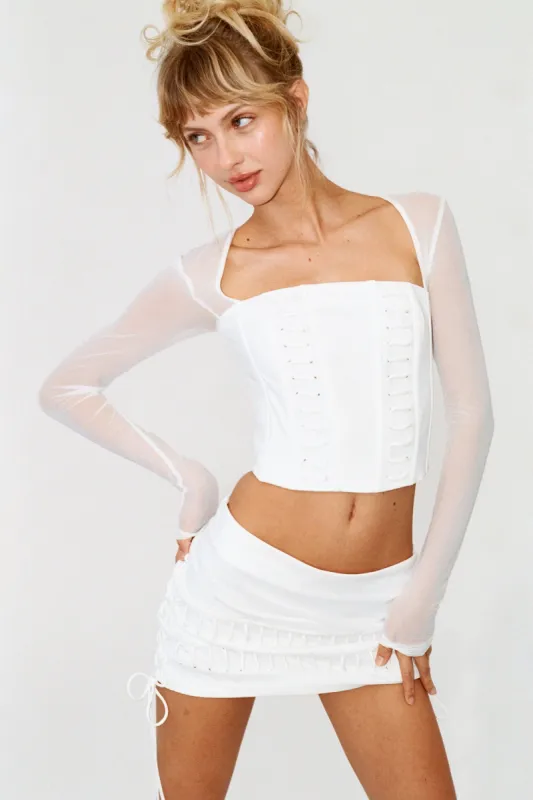 Clement Mini Skirt | White Distressed sold by With Jean