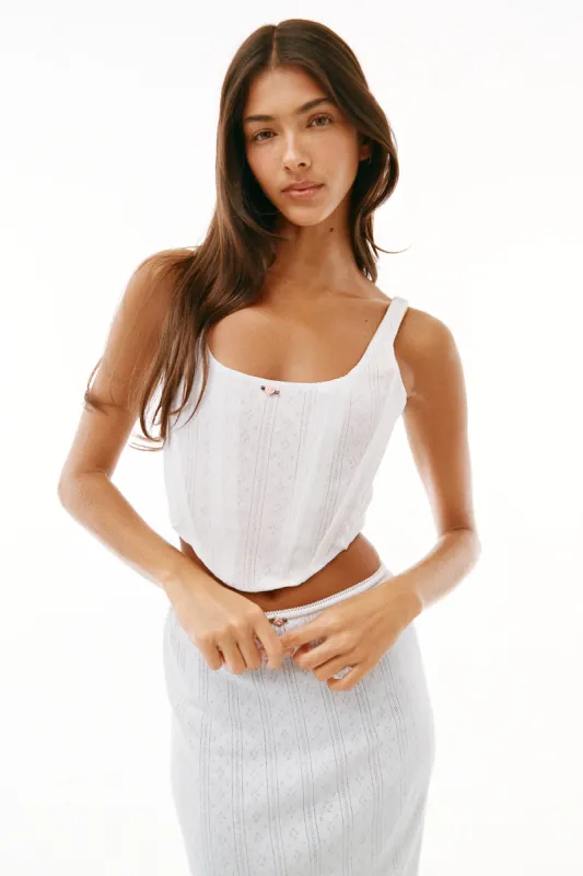 Cindy Corset | White Pointelle sold by With Jean