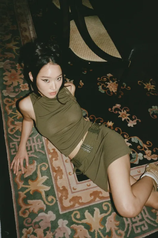 Drew Mini Skirt | Khaki sold by With Jean