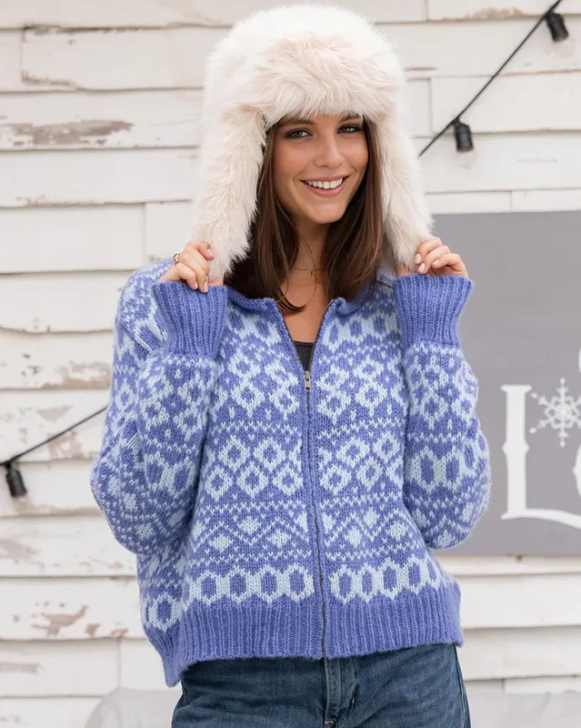 *SALE* - ESME FAIR ISLE ZIP CARDI CHUNKY sold by Wooden Ships
