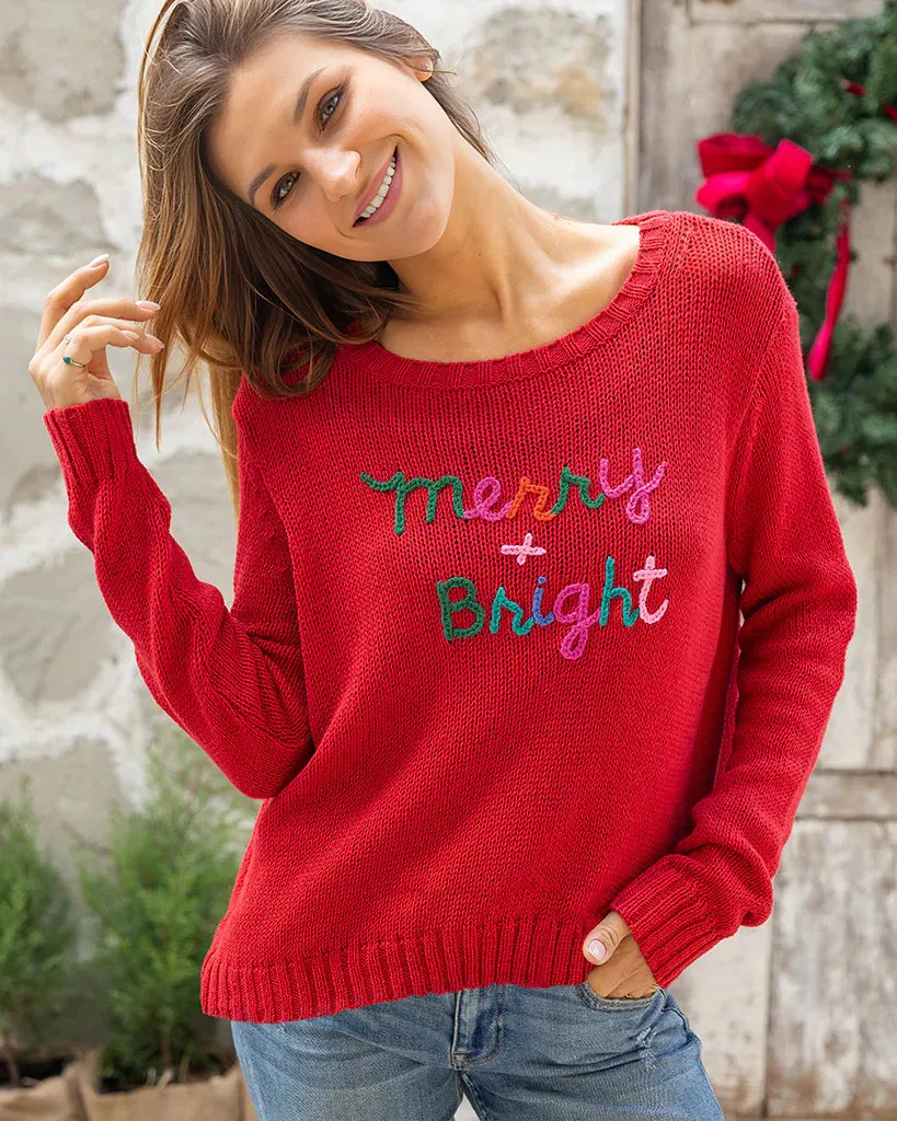 MERRY & BRIGHT EMBROIDERED CREW COTTON sold by Wooden Ships product image thumbnail 3