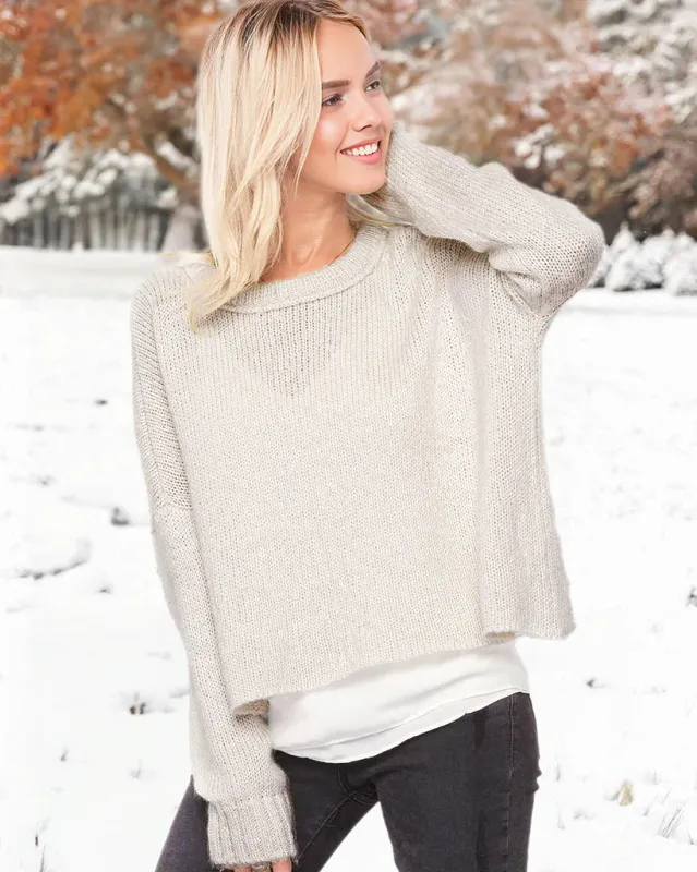 THEO CROPPED BOYFRIEND CREW CHUNKY sold by Wooden Ships