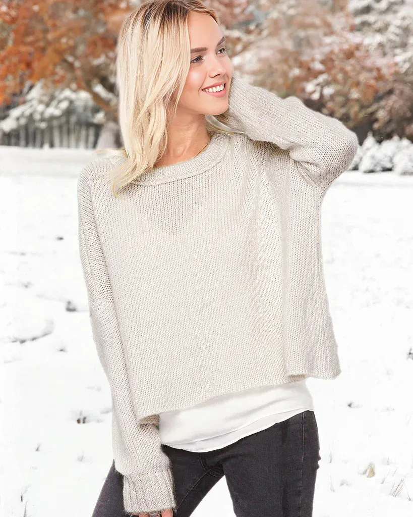 THEO CROPPED BOYFRIEND CREW CHUNKY sold by Wooden Ships