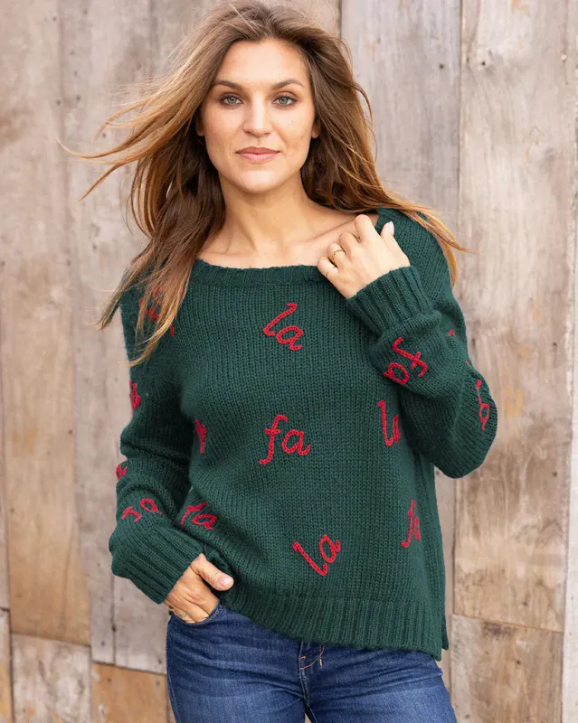 *SALE* - FA LA LA EMBROIDERED CREW CHUNKY sold by Wooden Ships
