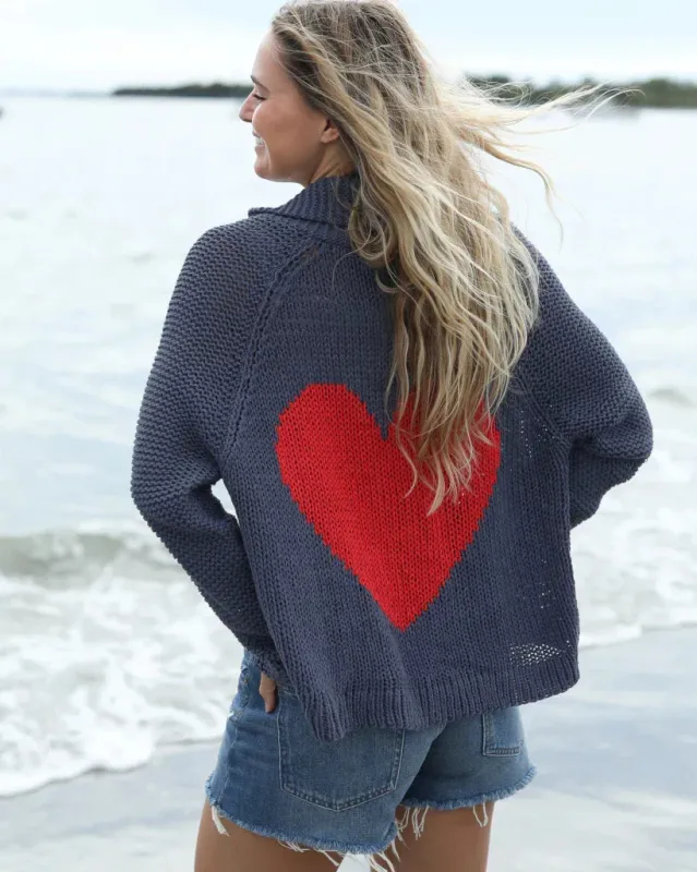 HEART BACK CHUNKY CARDI COTTON sold by Wooden Ships