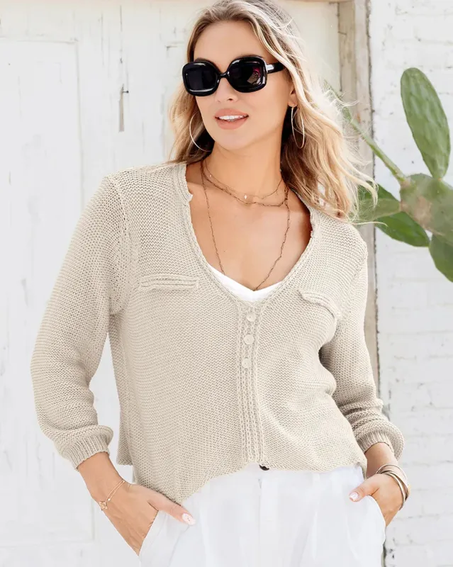 HANNA CROPPED 3/4 SLEEVE TOP COTTON sold by Wooden Ships