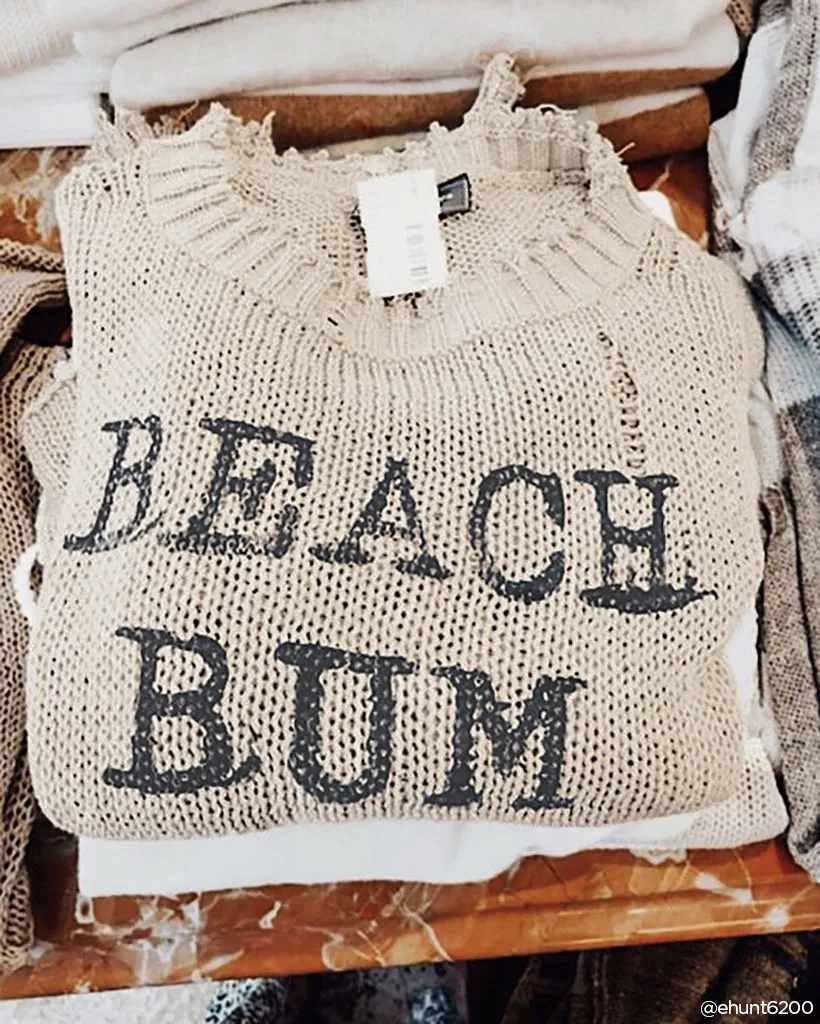 BEACH BUM PRINTED DISTRESSED CREW COTTON sold by Wooden Ships