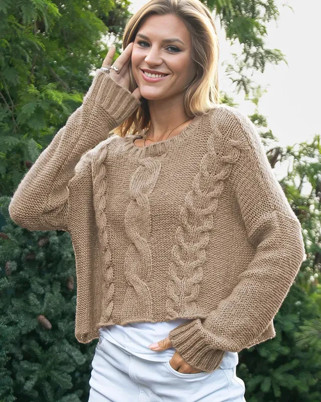 ASPEN CROPPED CABLE CREW CHUNKY sold by Wooden Ships