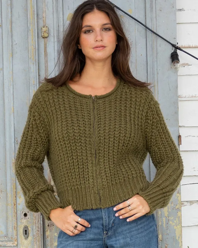 *SALE* - TARA ZIP BOMBER CARDI CHUNKY sold by Wooden Ships