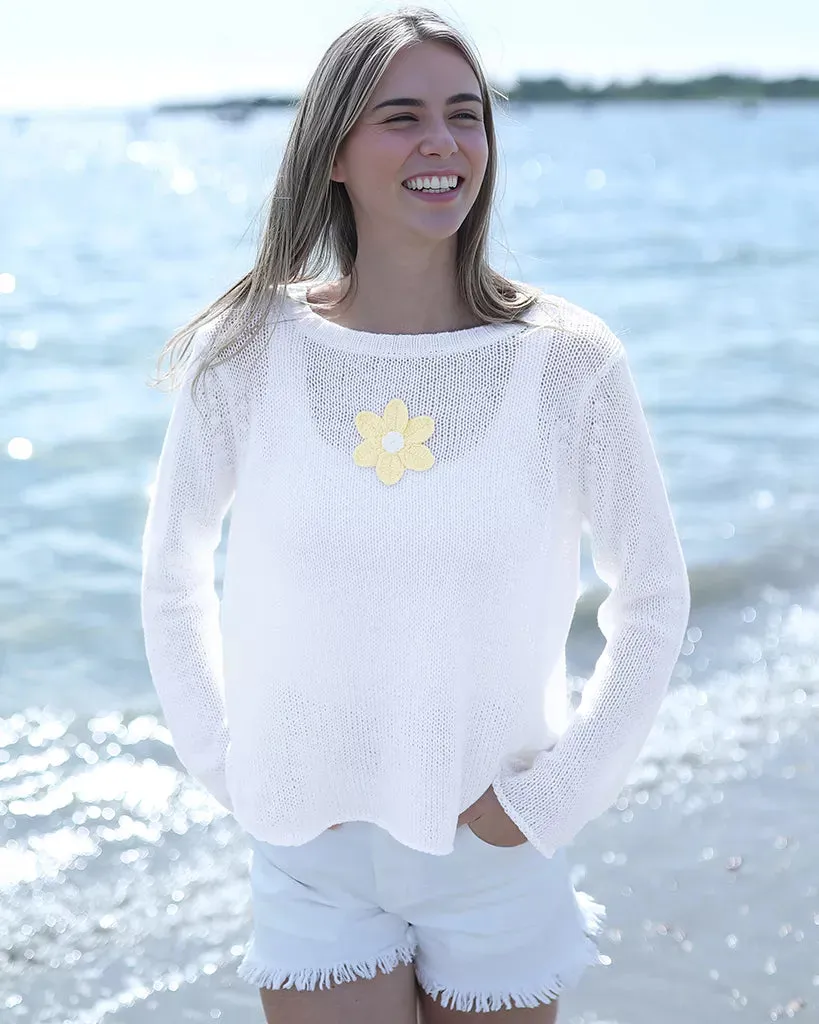 MISS DAISY CROCHET L/S CREW COTTON sold by Wooden Ships