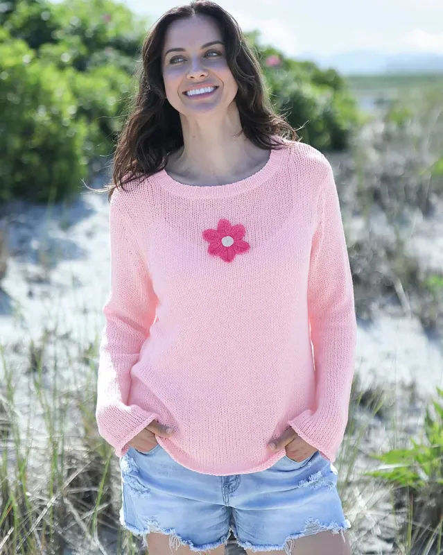 MISS DAISY CROCHET L/S CREW COTTON sold by Wooden Ships