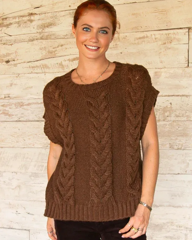 *SALE* - FIONA CABLE CREW VEST CHUNKY sold by Wooden Ships